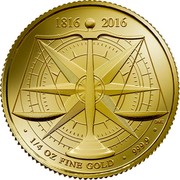 UK 25 Pounds Gold Standard 2016 1/4 OZ FINE GOLD 999.9 1816 2016 coin reverse UK 25 Pounds Gold Standard 2016 1/4 OZ FINE GOLD 999.9 1816 2016 coin reverse