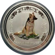 Australia 30 Dollars Year of the Dog Colored 2006 2 0 0 6 1 KILO 999 SILVER coin reverse