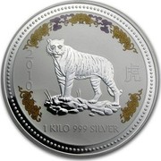 Australia 30 Dollars Year of the Tiger Colored 2010 P 2010 1 KILO 999 SILVER coin reverse Australia 30 Dollars Year of the Tiger Colored 2010 P 2010 1 KILO 999 SILVER coin reverse