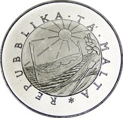 Malta 4 Pounds (Fort Manoel Gate) KM# 41 REPUBBLIKA . TA' . MALTA . coin obverse Malta 4 Pounds (Fort Manoel Gate) KM# 41 REPUBBLIKA . TA' . MALTA . coin obverse
