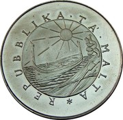 Malta 4 Pounds (St. Agatha's Tower) KM# 33 REPUBLIKA TA'MALTA coin obverse Malta 4 Pounds (St. Agatha's Tower) KM# 33 REPUBLIKA TA'MALTA coin obverse