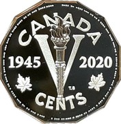 Canada 5 Cents 75th Anniversary of D-Day 2020 Proof CANADA 1945 2020 CENTS coin reverse Canada 5 Cents 75th Anniversary of D-Day 2020 Proof CANADA 1945 2020 CENTS coin reverse
