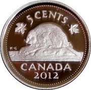 Canada 5 Cents (A Beaver) 5 CENTS CANADA 2012 K G coin reverse Canada 5 Cents (A Beaver) 5 CENTS CANADA 2012 K G coin reverse