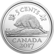 Canada 5 Cents (Beaver) 5 CENTS CANADA 2017 K G coin reverse Canada 5 Cents (Beaver) 5 CENTS CANADA 2017 K G coin reverse
