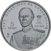 Luxembourg 5 Euro Jean Grand-Duc de Luxembourg 2020 JEAN GRAND-DUC DE LUXEMBURG 5 EURO 1921 2019 coin reverse Luxembourg 5 Euro Jean Grand-Duc de Luxembourg 2020 JEAN GRAND-DUC DE LUXEMBURG 5 EURO 1921 2019 coin reverse