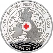UK 5 Pounds 150th Anniversary of the British Red Cross Piedfort 2020 Proof 1870 BRITISH RED CROSS 2020 HDG THE POWER OF KINDNESS coin reverse UK 5 Pounds 150th Anniversary of the British Red Cross Piedfort 2020 Proof 1870 BRITISH RED CROSS 2020 HDG THE POWER OF KINDNESS coin reverse
