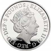 UK 5 Pounds The End of the Second World War Piedfort 2020 Proof ELIZABETH II D G REG FID DEF 5 POUNDS JC coin obverse UK 5 Pounds The End of the Second World War Piedfort 2020 Proof ELIZABETH II D G REG FID DEF 5 POUNDS JC coin obverse