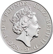 UK 5 Pounds White Horse of Hanover 2020 ELIZABETH II D G REG F D 5 POUNDS coin obverse