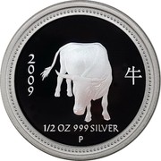 Australia 50 Cents Year of the Ox 2009 P Proof 牛 2 0 0 9 1/2 OZ 999 SILVER coin reverse Australia 50 Cents Year of the Ox 2009 P Proof 牛 2 0 0 9 1/2 OZ 999 SILVER coin reverse