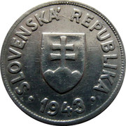 Slovakia 50 Halierov Zink Trial Strike 1944 SLOVENSKÁ REPUBLIKA 1943 coin obverse