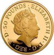 UK 50 Pounds Britannia 2018 Proof 50 POUNDS ELIZABETH II D G REG F D coin obverse