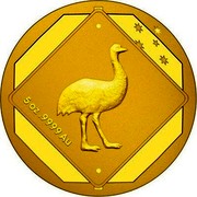 Australia 500 Dollars Road Sign Emu 2015 5OZ .9999 GOLD coin reverse Australia 500 Dollars Road Sign Emu 2015 5OZ .9999 GOLD coin reverse