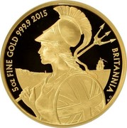 UK 500 Pounds Britannia facing left 2015 5 OZ FINE GOLD 999.9 2015 BRITANNIA coin reverse UK 500 Pounds Britannia facing left 2015 5 OZ FINE GOLD 999.9 2015 BRITANNIA coin reverse