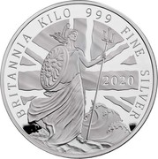 UK 500 Pounds Britannia The Spirit of a Nation 2020 Proof BRITANNIA KILO 999 FINE SILVER 2020 coin reverse UK 500 Pounds Britannia The Spirit of a Nation 2020 Proof BRITANNIA KILO 999 FINE SILVER 2020 coin reverse