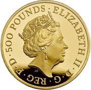 UK 500 Pounds The Britannia 2019 Proof ELIZABETH II D G REG F D 500 POUNDS coin obverse UK 500 Pounds The Britannia 2019 Proof ELIZABETH II D G REG F D 500 POUNDS coin obverse