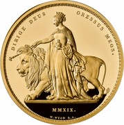 UK 500 Pounds Una and The Lion 2019 Proof DIRIGE DEUS GRESSUS MEOS. MMXIX. W.WYON R.A. coin reverse UK 500 Pounds Una and The Lion 2019 Proof DIRIGE DEUS GRESSUS MEOS. MMXIX. W.WYON R.A. coin reverse