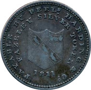 UK 6 Pence Staffordshire - Fazeley Peels Harding & Co 1811 PAYABLE BY PEELS HARDING & CO FAZELEY SILVER TOKEN 1811 coin obverse UK 6 Pence Staffordshire - Fazeley Peels Harding & Co 1811 PAYABLE BY PEELS HARDING & CO FAZELEY SILVER TOKEN 1811 coin obverse