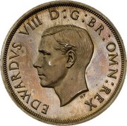 UK Crown Edward VIII 1937 Proof KM# Pn131 EDWARDVS VIII D G BR OMN REX coin obverse UK Crown Edward VIII 1937 Proof KM# Pn131 EDWARDVS VIII D G BR OMN REX coin obverse