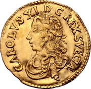 Estonia Ducat Carl XI 1673  CAROLVS ∙ XI ∙ D : G : REX ∙ SVECIÆ coin obverse Estonia Ducat Carl XI 1673  CAROLVS ∙ XI ∙ D : G : REX ∙ SVECIÆ coin obverse