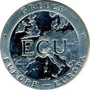 Greece ECU 1992 PM Proof X# 30 Republic GREECE ECU EUROPE EUROPA coin reverse Greece ECU 1992 PM Proof X# 30 Republic GREECE ECU EUROPE EUROPA coin reverse