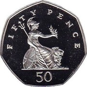 UK Fifty Pence Small type (Piedfort) 1997 Proof FIFTY PENCE 50 coin reverse UK Fifty Pence Small type (Piedfort) 1997 Proof FIFTY PENCE 50 coin reverse