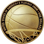 USA Five Dollars Basketball Hall of Fame 2020 W Proof UNITED STATES OF AMERICA E PLURIBUS UNUM FIVE DOLLARS coin obverse USA Five Dollars Basketball Hall of Fame 2020 W Proof UNITED STATES OF AMERICA E PLURIBUS UNUM FIVE DOLLARS coin obverse