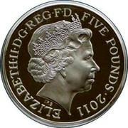 UK Five Pounds Royal Wedding. Piedfort 2011 Proof ELIZABETH II D G REG F D FIVE POUNDS 2011 IRB coin obverse