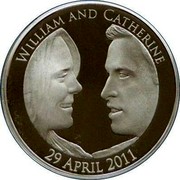 UK Five Pounds Royal Wedding. Piedfort 2011 Proof WILLIAM AND CATHERINE 29 APRIL 2011 coin reverse