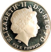UK Five Pounds XXX Olympiad, Countdown 1. Piedfort 2011 Proof ELIZABETH·II D·G·REG·F·D IRB FIVE POUNDS coin obverse