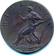 Ireland Halfpenny ND Token Coinage HIBERNIA coin obverse Ireland Halfpenny ND Token Coinage HIBERNIA coin obverse