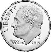 USA One Dime Roosevelt 2019 S Proof LIBERTY IN GOD WE TRUST 2019 S JS coin obverse USA One Dime Roosevelt 2019 S Proof LIBERTY IN GOD WE TRUST 2019 S JS coin obverse