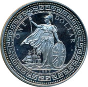 UK One Dollar 50th anniversary of Indian Independence 1997 UNC ONE DOLLAR 1997 coin obverse UK One Dollar 50th anniversary of Indian Independence 1997 UNC ONE DOLLAR 1997 coin obverse