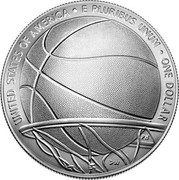 USA One Dollar Basketball Hall of Fame 2020 P Proof UNITED STATES OF AMERICA E PLURIBUS UNUM ONE DOLLAR coin obverse USA One Dollar Basketball Hall of Fame 2020 P Proof UNITED STATES OF AMERICA E PLURIBUS UNUM ONE DOLLAR coin obverse