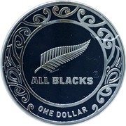 New Zealand One Dollar Blacks 2019 Proof ALL BLACKS ONE DOLLAR coin reverse New Zealand One Dollar Blacks 2019 Proof ALL BLACKS ONE DOLLAR coin reverse