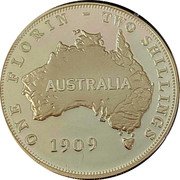 Australia One Florin (Edward VII) KM# Pn7 ONE FLORIN TWO SHILLINGS AUSTRALIA 1909 coin reverse Australia One Florin (Edward VII) KM# Pn7 ONE FLORIN TWO SHILLINGS AUSTRALIA 1909 coin reverse