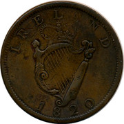 Ireland One Penny Harp 1820 IREL ND 1820 coin reverse Ireland One Penny Harp 1820 IREL ND 1820 coin reverse