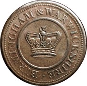 UK One Penny Birmingham and Warwickshire 1812  BIRMINGHAM & WARWICKSHIRE coin obverse UK One Penny Birmingham and Warwickshire 1812  BIRMINGHAM & WARWICKSHIRE coin obverse