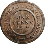 UK One Penny Birmingham and Warwickshire 1812  ONE PENNY 1812 FOR GENERAL CIRCULATION coin reverse UK One Penny Birmingham and Warwickshire 1812  ONE PENNY 1812 FOR GENERAL CIRCULATION coin reverse