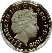 UK One Penny Crowned Portculllis 2008 KM# 986d ELIZABETH II D G REG F D 2008 coin obverse