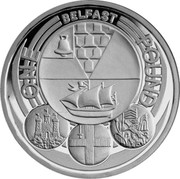 UK Pound Belfast (Piedfort) 2010 British Royal Mint Proof KM# P76 ELIZABETH∙II∙D∙G REG∙F∙D∙2010 IRB coin obverse UK Pound Belfast (Piedfort) 2010 British Royal Mint Proof KM# P76 ELIZABETH∙II∙D∙G REG∙F∙D∙2010 IRB coin obverse