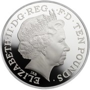 UK Ten Pounds World War I 2014 Proof ELIZABETH II D G REG F D TEN POUNDS IRB coin obverse UK Ten Pounds World War I 2014 Proof ELIZABETH II D G REG F D TEN POUNDS IRB coin obverse