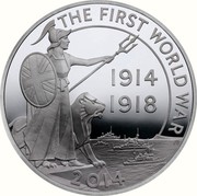 UK Ten Pounds World War I 2014 Proof THE FIRST WORLD WAR 1914 1918 JB 2014 coin reverse UK Ten Pounds World War I 2014 Proof THE FIRST WORLD WAR 1914 1918 JB 2014 coin reverse