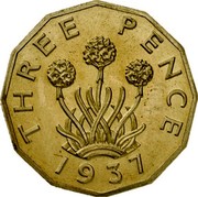 UK Three Pence Edward VIII 1937 KM# Pn125 THREE PENCE 1937 coin reverse UK Three Pence Edward VIII 1937 KM# Pn125 THREE PENCE 1937 coin reverse