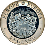 UK Twenty Five ECU St George 1992 UNC EUROPE EUROPA UNITED KINGDOM coin obverse UK Twenty Five ECU St George 1992 UNC EUROPE EUROPA UNITED KINGDOM coin obverse