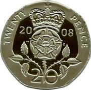 UK Twenty Pence Crowned Tudor rose 2008 KM# 990c TWENTY PENCE 2008 coin reverse