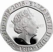 UK Twenty Pence (Royal Shield) KM# 1336b ELIZABETH II DEI GRA REG FID DEF 2015 coin obverse UK Twenty Pence (Royal Shield) KM# 1336b ELIZABETH II DEI GRA REG FID DEF 2015 coin obverse