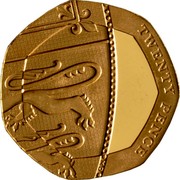 UK Twenty Pence (Royal Shield) KM# 1336b TWENTY PENCE coin reverse UK Twenty Pence (Royal Shield) KM# 1336b TWENTY PENCE coin reverse