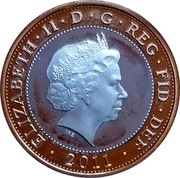 UK Two Pounds 500th Anniversary of the Launch of the Mary Rose Piedfort 2011 Proof KM# P87 ELIZABETH II D G REG FID DEF IRB 2011 coin obverse UK Two Pounds 500th Anniversary of the Launch of the Mary Rose Piedfort 2011 Proof KM# P87 ELIZABETH II D G REG FID DEF IRB 2011 coin obverse