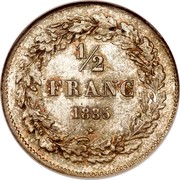 Belgium 1/2 Franc Leopold I 1835 KM# 6 1/2 FRANC 1835 coin reverse Belgium 1/2 Franc Leopold I 1835 KM# 6 1/2 FRANC 1835 coin reverse
