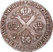 Belgium 1/2 Kronenthaler Maria Theresia. Type 1 1767 (b) KM# 19 MAR THERESIA D G R IMP GERM HUNG BOH REG coin obverse Belgium 1/2 Kronenthaler Maria Theresia. Type 1 1767 (b) KM# 19 MAR THERESIA D G R IMP GERM HUNG BOH REG coin obverse